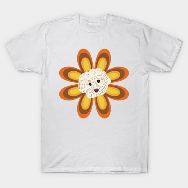 Retro Flower Maltipoo Dog T-Shirt by PatternbyNOK